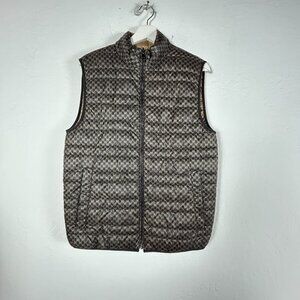 Michael Kors Mens Lightweight Reversible Puffer Vest Small Brown MK Logo Print